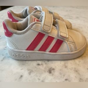 adidas Grand Court Toddler EF0115, White And Pink- Size 4K